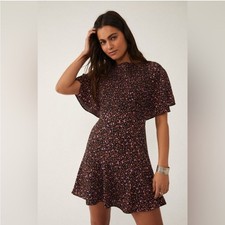 FREE PEOPLE Florence Mini Dress in Mini Floral Print Lattice Back Small