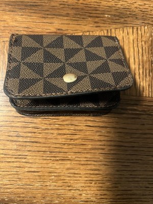 Yok Fung women s small change purse brown and tan diamond pattern