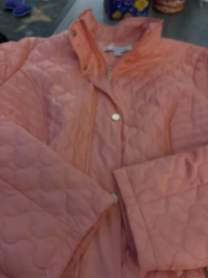Chaqueta acolchada para mujer Liz Claiborne talla grande rosa melocotón sin capucha cremallera completa usada en excelente estado Foto 3 de 4