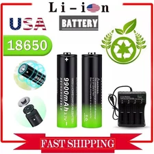 3.7V Rechargeable Button Top Li-ion Batteries(9900mAh) / 4 Slot USB Charger LOT