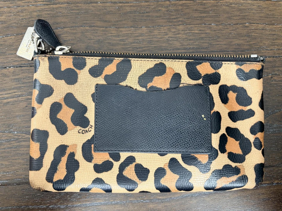 蔻驰拉链袋女式均码棕色黑色豹纹动物印花标志链 — 第 2/4 张图片