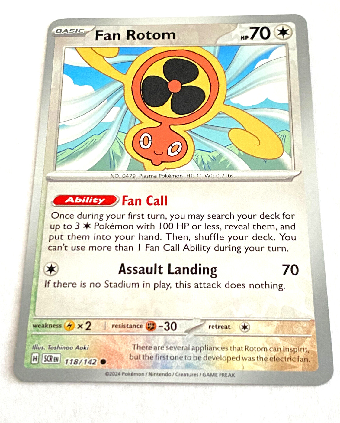 Near Mint Fan Rotom 118/142 Pokemon Trading Card Scarlet & Violet Reverse Holo