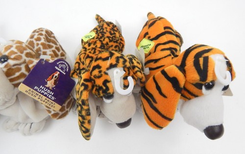 2F Set Of 4 Applause Hush Puppies Animal Print Beanies Dogs w/ Tags - Picture 3 of 4