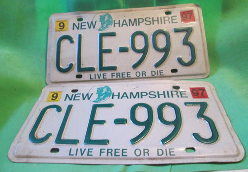 VINTAGE US NEW HAMPSHIRE LICENSE PLATE PAIR EXPIRED 1997 STICKER MORE LISTED