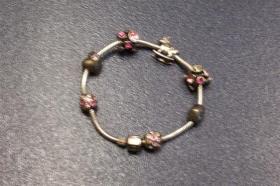 Vintage Chamilia Cham Sterling Silver Charm Bracelet w/7 Charms w