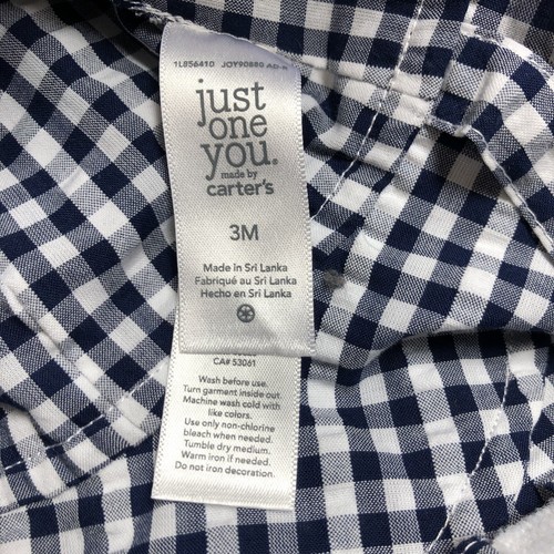Carter's Baby Girl Size 3M Outfit 3 PC Set Top & Bottom w/ Sun Hat Gingham Navy - Picture 6 of 9