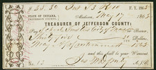 IN $35.30 MADISON Indiana Treasurer of Jefferson County May 17th, 1865 Warrant