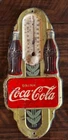 Original Vintage 1941 Coca Cola Double Bottle Soda Adv Tin Thermometer Sign Coke