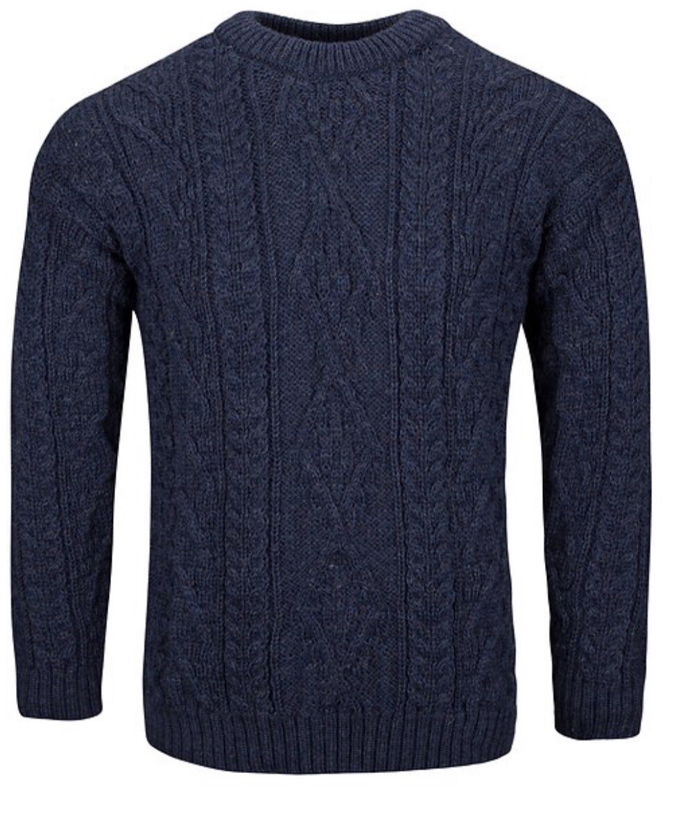 SAOL 100% Lana Merino Da Uomo Tradizionale Irlandese Aran Girocollo Lavorato A Maglia Maglione Pullover, Antracite, S - Foto 10