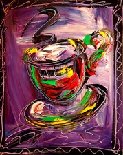 Mark Kazav -  CANADIAN COFFEE Abstract Modern Original Oil Painting CTERT