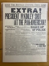 VINTAGE NEWSPAPER HEADLINE~PRESIDENT MCKINLEY SHOT KILLED AT PAN-AMERICA 1901