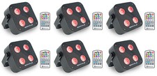  6 Rockville MINI RF4 V2 Black DJ/Party Wash Lights RF Remote APP Wireless DMX