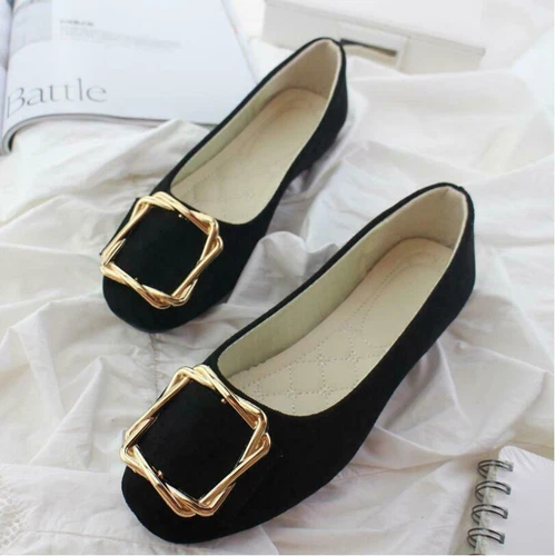 Womens Ballet Dolly Pumps Ladies Flat Solid Slip On Loafers Suede Shoes Size - Picture 8 of 33
