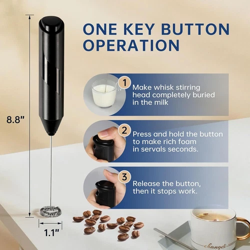 Batidor espumador de leche portátil + soporte de acero inoxidable para café capuchino Lattes - Imagen 2 de 18