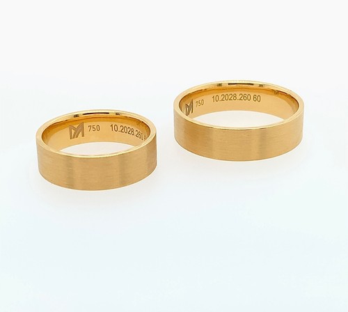 NEUTrauring Paar von Meister 18kt Massiv GG Profil flach 6mm 50% unter Neupreis