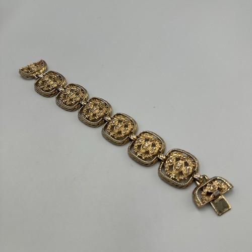 Vintage Bergere Bracelet Gold Tone Openwork Link Bracelet Ornate 7.25 Inch - Picture 5 of 15