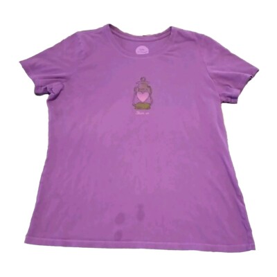Life Is Good T-Shirt Women's M Purple Shine On Oil Lamp Heart Classic Fit 