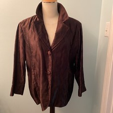 CHICO s Women Sz 3 XL -16 Dark Brown Lightweight Evening Jacket Blazer EUC