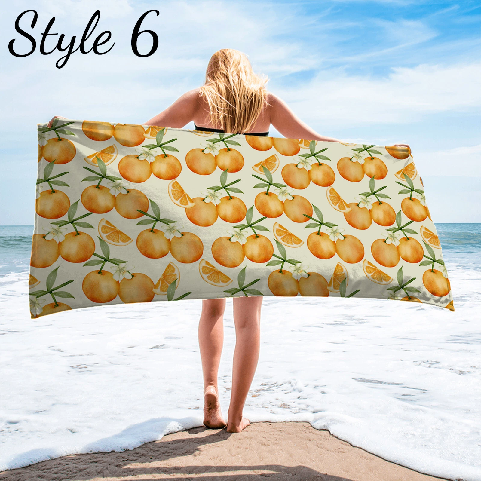 Citrus Fruit Beach Towel #1, Summer Lemon Lime Orange Pool Towel