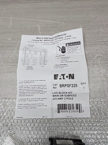 EATON BRS225 ELECRIC LOAD CENTER LUG KIT 2P 225A SUBFEED - SIEMENS ECLK2225 NEW - Picture 10 of 10