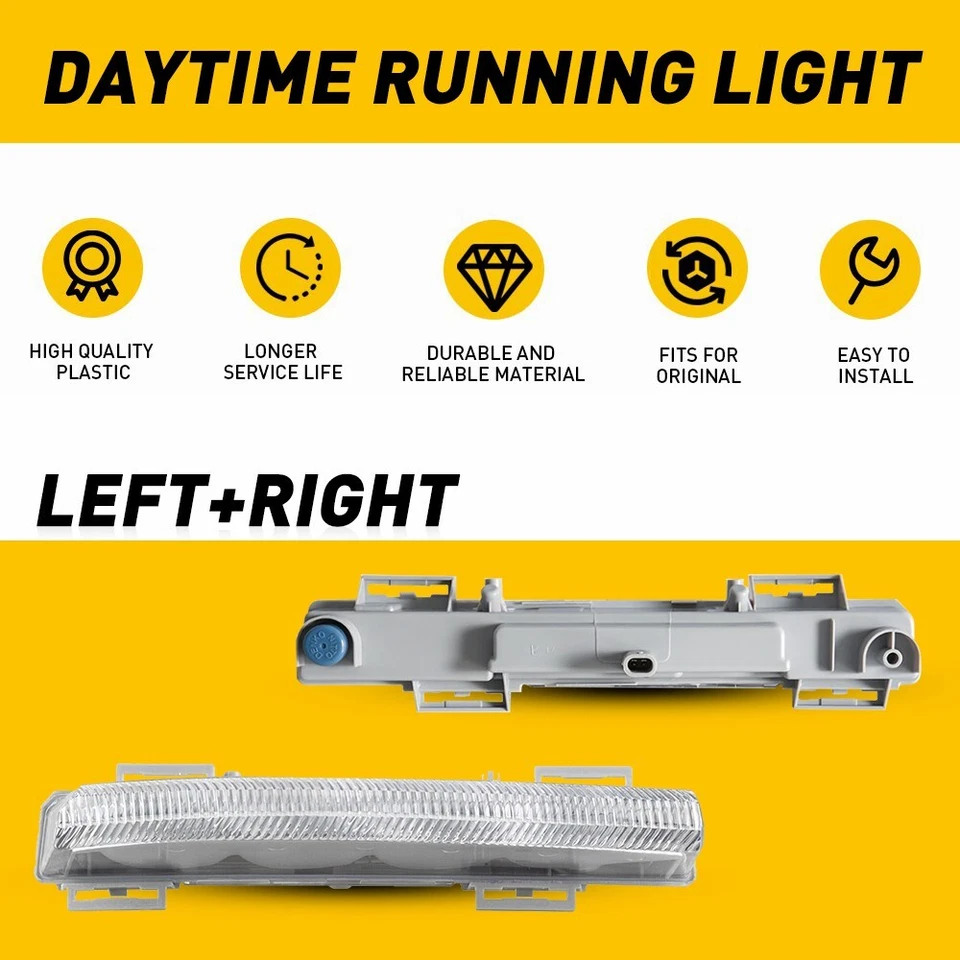 2X Daytime Running Fog Lights For 09-14 Mercedes-Benz W212 E350 E400 E550 E63AMG - Image 4 of 4