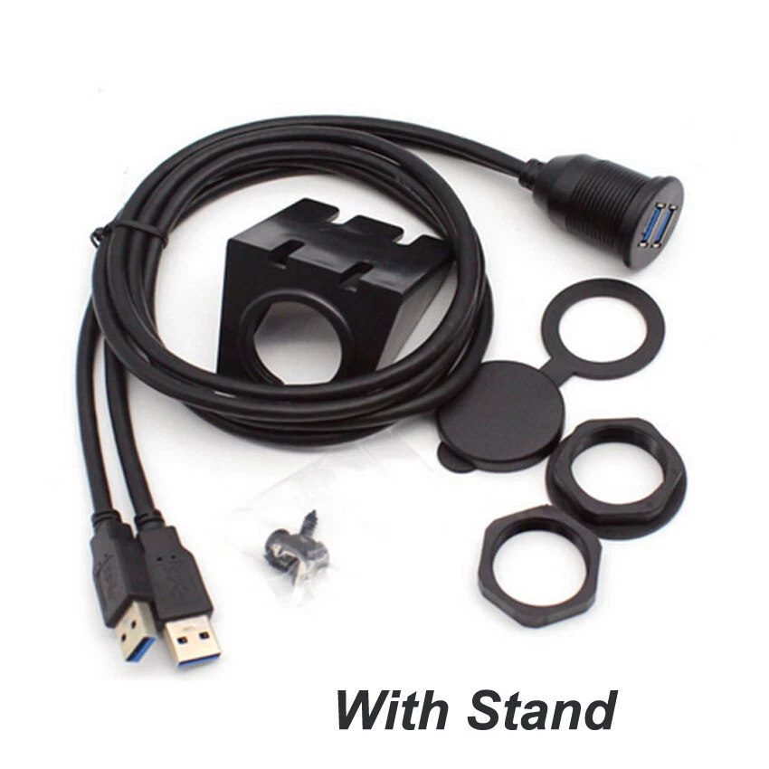 Dual USB 3.0 Male to USB Female Car Dash Panel Flush Mount Cable 0.5m 1m 2m - Image 3 of 4