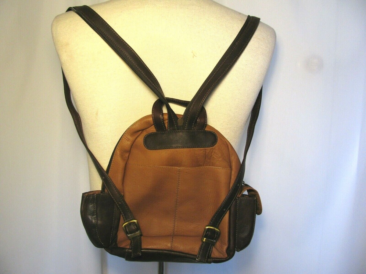 Vintage HARA Two-Tone Leather Mini Travel Event Bag Backpack  display picture 3