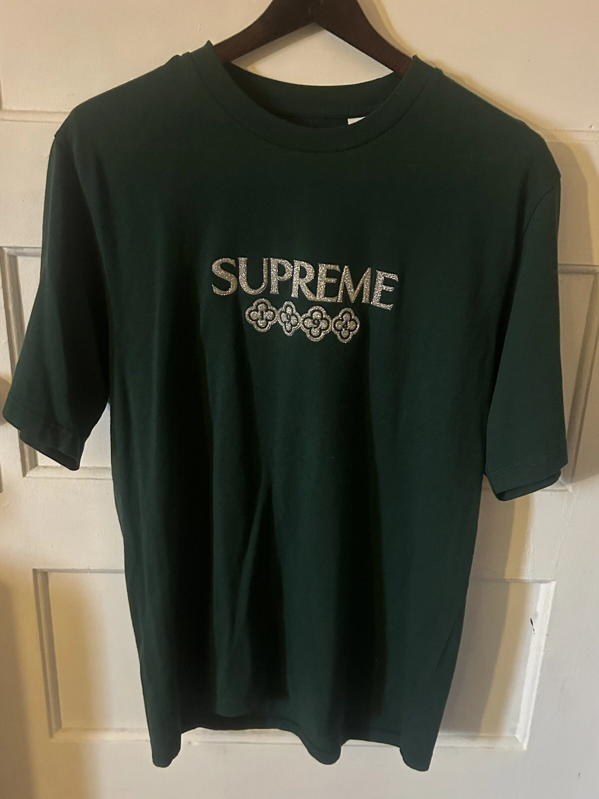 T shirt vert pailleté manches courtes Supreme FW21 (taille M) (moyen)