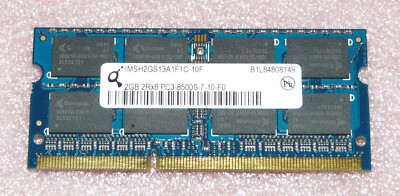 2GB DDR3-RAM 2Rx8 PC3-8500S-7-10-F0 Qimonda Notebook Arbeitsspeicher