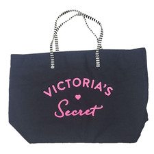 Borsa Victoria's Secret tote tela spiaggia weekend rosa nera righe palestra basic