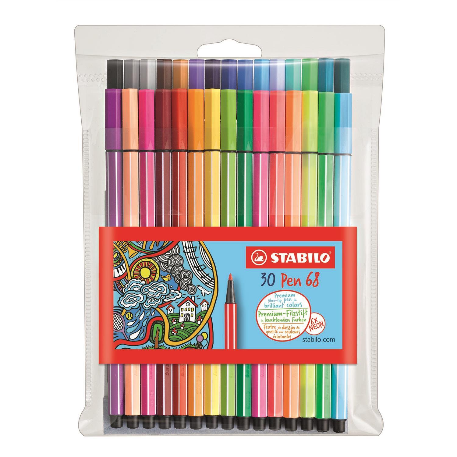 [Ref:6830-1] STABILO Etui lot de 30 feutres de Dessin PEN 68 Pointe Moyenne 1