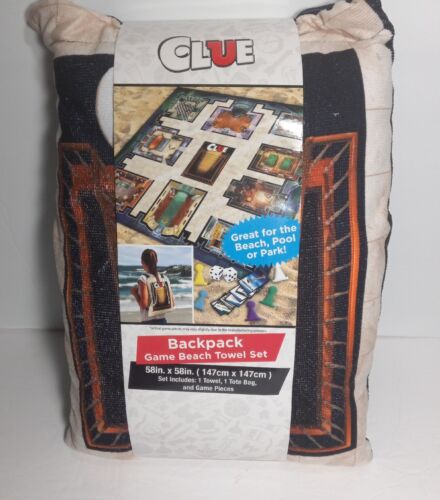Clue Backpack Game Beach Towel (58"x58") Game Pieces & Tote Bag Great Gift Idea! - Picture 1 of 3