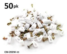 50-PACK White Single Grip-Clip Screw In Cable Clamp Clip Holders - CM-202W-50