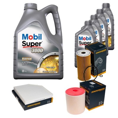 Inspektionspaket 9L MOBIL Super 3000 5W-40 für Audi A7 Sportback S7 quattro