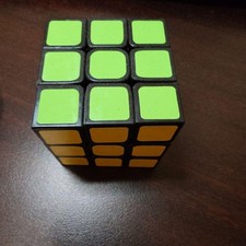Colorful Puzzle Cubes, Green/Yellow, Orange/White, Smooth Rotation, Used EEE