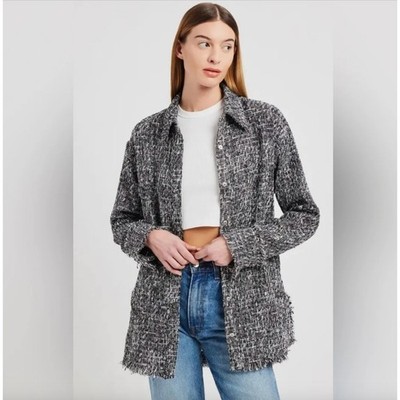NWT Apparis Misty Tweed Shacket Black Vegan Shirt Jacket Womens Quiet Luxury M