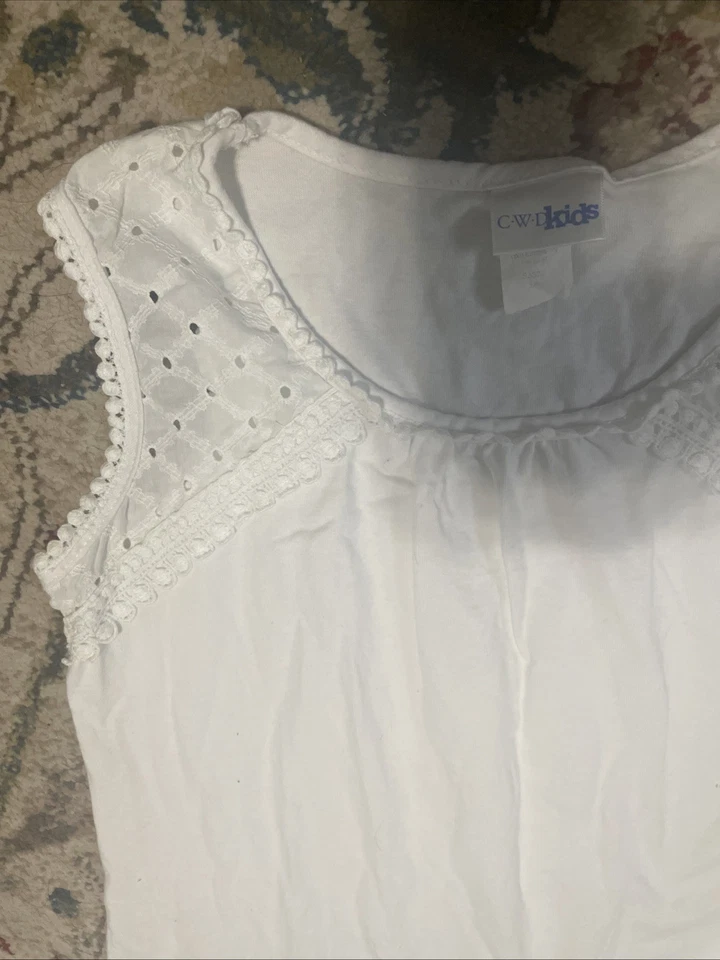 Nueva Camiseta Top CWD Niños Borde de Encaje Sin Mangas Niñas Talla 16 18 Nueva Sin Etiquetas Muy Bonita Foto 3 de 4
