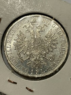 👀AUSTRIA 1860 1 FLORIN LARGE SILVER COIN HIGH GRADE GEM PROOF LIKE VERY RARE 👀