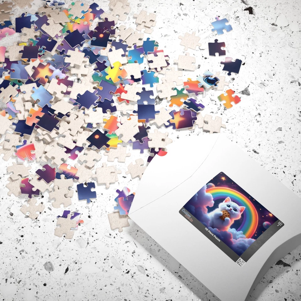 100pc Cute Rainbow Cookie Cat Jigsaw Puzzle Kitten in Space Kids Gift Fun Game - Image 4 of 4