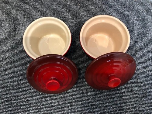 Lecreuset Cocotte Tableware Red Set Of 2 - Picture 2 of 4