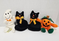 Lot of 4 Vtg Collectors Choice Bean Bag Friends Halloween Plush Ghost Black Cats