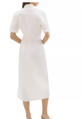 white linen midi shirt dress shirt midi dress White Linen Midi Shirt Dress L