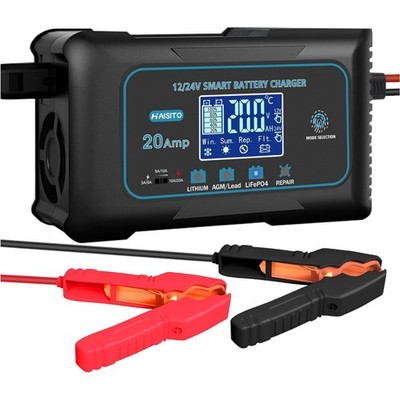 Car Battery Charger 12V/24V, 20A Intelligent Car Battery Charger with Adjusta...