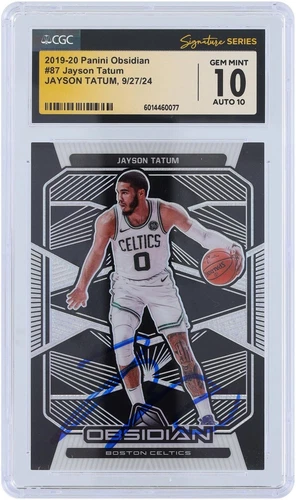 Jayson Tatum Boston Celtics Signed 2019-20 Panini Obsidian #87 CGC 10/10 Card
