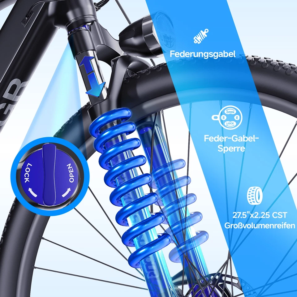 Rot Elektrofahrrad E-Citybike 250W 13Ah/36V 60KM 3 Fahrmodi E-Mountainbike - Bild 3 von 4