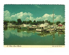 St Clair Boat Harbor, beautiful Marina at St Clair Michigan VTG postcard Unp