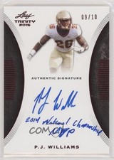 2015 Leaf Trinity Signatures Red /10 PJ Williams #TS-PJW Auto pn1