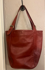 Vintage Pre 1994 Coach Red Leather Brass Buckle Companion Tote Made in USA
