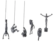 Set of 6 Climbing Men Wall Art Decor Sculpture,Nordic Modern S-silver6pcs