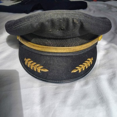 Vtg 1990s Delta Air Lines Pilot Captain Hat Bancroft Scrambled Eggs SZ 7 1/4